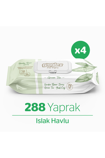 giggles Yeşilçay Kokulu Islak Havlu 72'li 4 Paket 288 Mendil