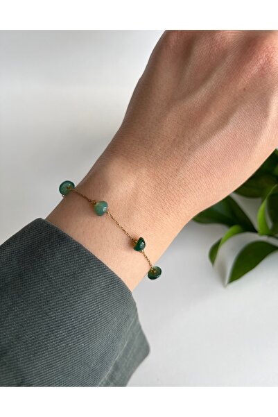 Fynbos Real Natural Stone Stainless Steel Gold Color Exquisite Bracelet