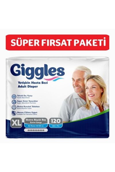 giggles Belbantlı Yetişkin Hasta Bezi Extra Large XL 30 Lu x 4 Adet