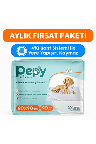 PEPY 60x90 Hijyenik Tuvalet Eğitim Pedi 30'lu 3 Paket 90 Adet
