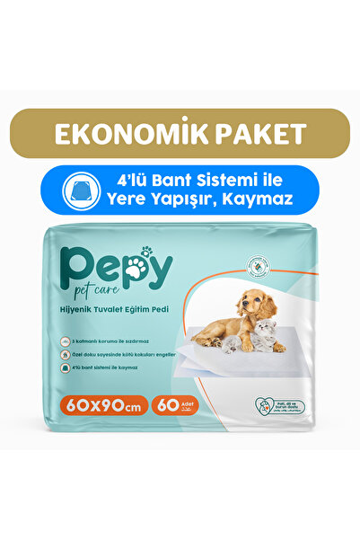 PEPY 60x90 Hijyenik Tuvalet Eğitim Pedi 30'lu 2 Paket 60 Adet