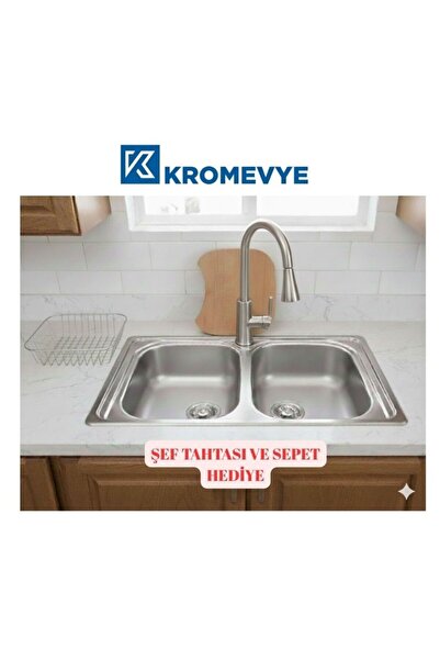 Kromevye EC-322-D PASLANMAZ ÇELİK MUTFAK EVYESİ - 50X86 DESENLİ