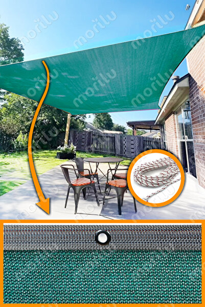 Morilu %95lik Gölgelik YEŞİL FİLE Perde - KIRÇILLI Şeritli Halkalı - Karavan Kamp Gölgelik - Araba Gölgelik