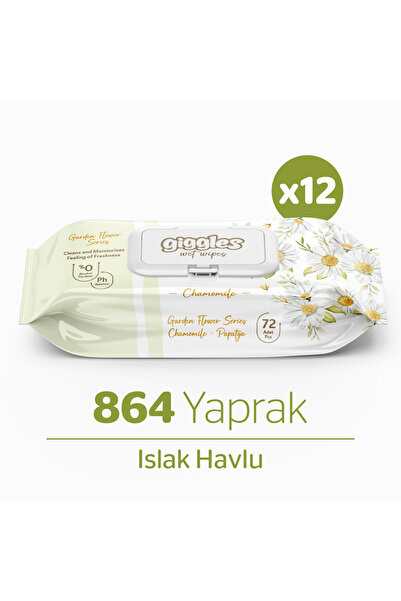 giggles Papatya Kokulu Islak Havlu 72'li 12 Paket 864 Mendil