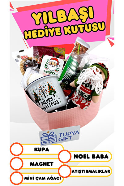Tupya Gift Yılbaşı Hediye Kutusu: Kupa, Magnet, Mini Çam Ağacı ve Noel Baba T...
