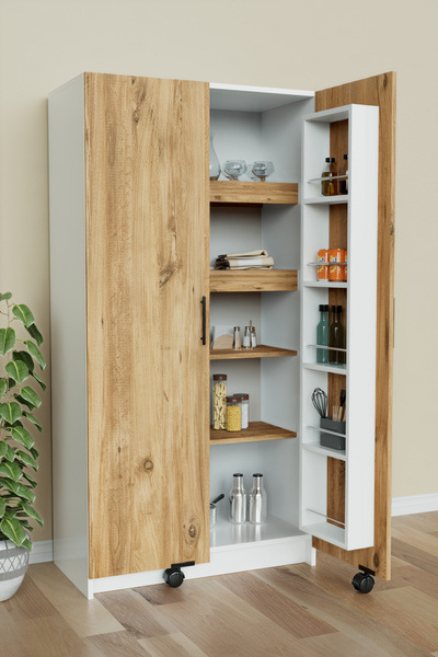 Hediyeler Kapında "Zelvin" 2 Kapaklı Raflı Kiler Dolabı Banyo Mutfak Erzak Do...