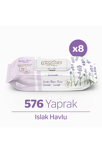 giggles Lavanta Kokulu Islak Havlu 72'li 8 Paket 576 Mendil