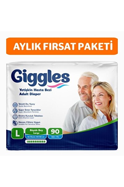 giggles Yetişkin Bel Bantlı Hasta Bezi Large 30'lu 3 Paket 90 Adet