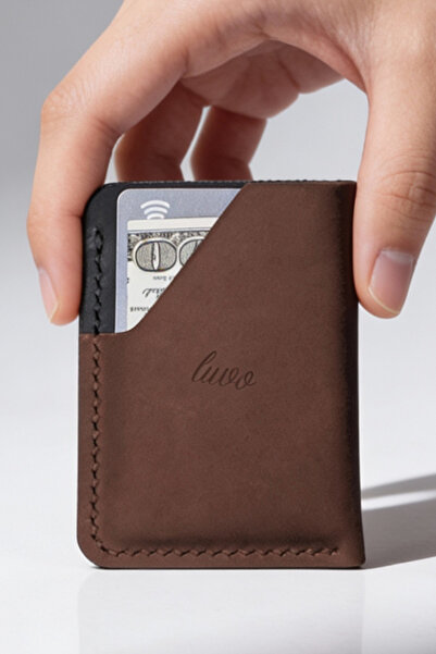 luvo Χειροποίητη θήκη καρτών από γνήσιο δέρμα, Ιταλική ραφή, Premium θήκη καρ...