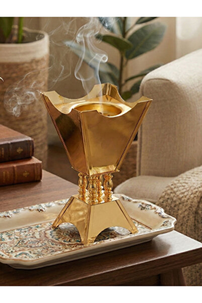 SQUALO مبخرة ذهبية معدنية ارتفاع 24 سم بتصميم عصري أنيق