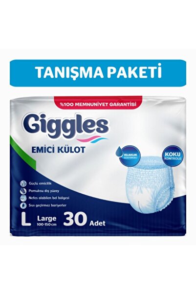 giggles Yetişkin Emici Külot Bez Büyük Boy (Large) Bel Ölçüsü 100-150cm Islak...