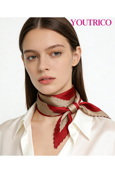 Youtrico Square Scarf-Sun Protective Summer Style Polka Dot Crinkle Pleat Fau...