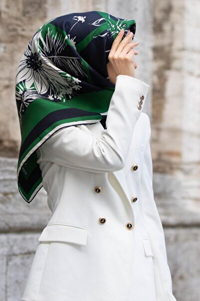 Vissona Eșarfă 100% din mătase twill cu modele florale și geometrice, în culo...