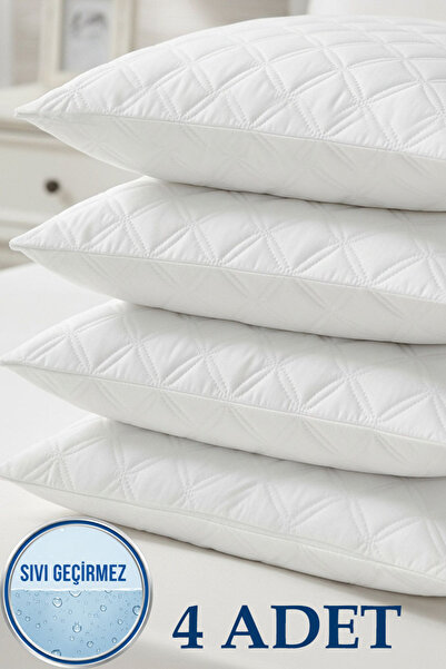 Ladylina Home 4'lü Sıvı Geçirmez Kapitone Yastık Alezi | 50X70 cm Yastık Koruyucu