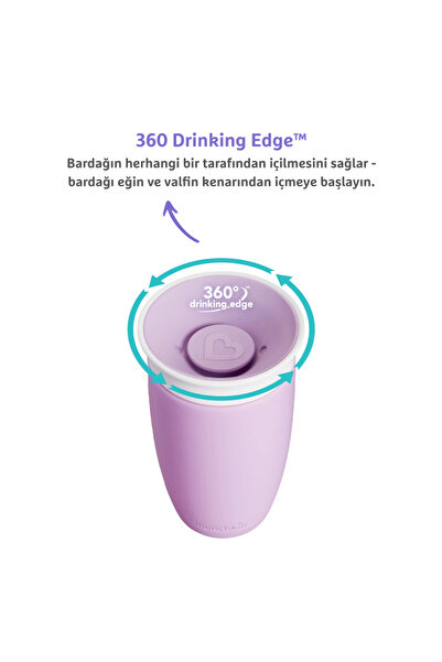Munchkin Mucize 360° Alıştırma Bardağı, 12ay , 296ml Mor