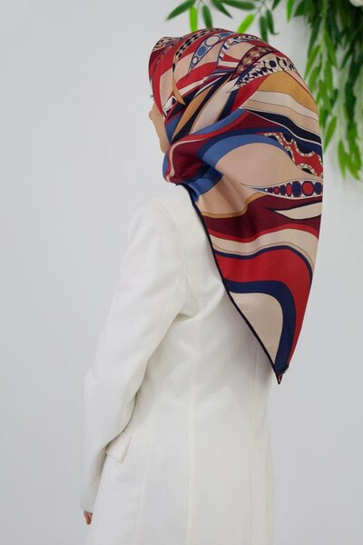 Vissona 100% keper etnički list Sa deznom bordo - tamnoplava boja 90x90 oblik...