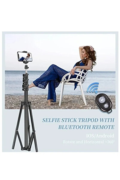 Coverzone 3 Ayaklı Alüminyum Bluetooth Kumandalı Tripod Telefon Tutuculu 2 Metre Tripod