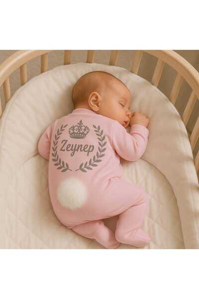 BY TUNA DESİGN Zeynep Named Hospital Exit, Named Baby Jumpsuit Pink