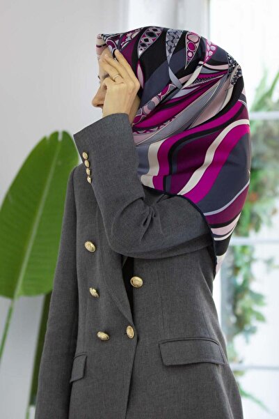 Vissona Φούξια Χρώμα Φύλλων Μοτίβο Twill Ethnic Χειροποίητο Ραπτικό Κασκόλ - ...