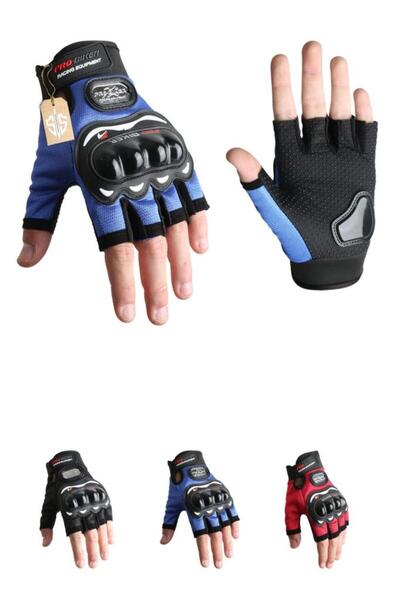 SINGLE SWORD Kısa Parmak Profesyonel Korumalı Avuç içi Kaydırmaz Mavi Bisikle...