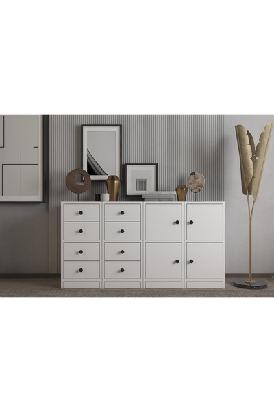 Nettrends Dolapli Çekmeceli Sifonyer Beyaz 130 Cm Sfn-1020-ç