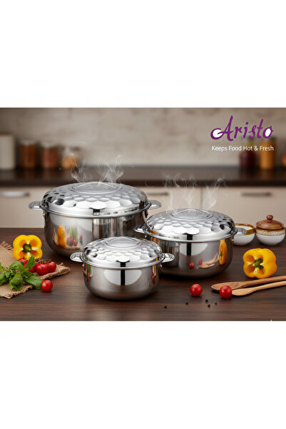 ALSAIF طقم حافظات طعام ستانليس ستيل السيف 3 قطع أحجام لتر 2.5 -لتر 1.5 - لتر 1