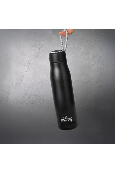 Any Morning ترمس BA21547 سعة 600 مل، مزدوج من الفولاذ المقاوم للصدأ، غطاء مانع للتسرب، يحافظ على البرودة لمدة 12 ساعة، أسود