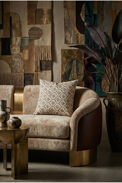 Finezza Melisa Damask cu imprimeu Pernă de țesătură Duck Maro 45*45 Cm - 807