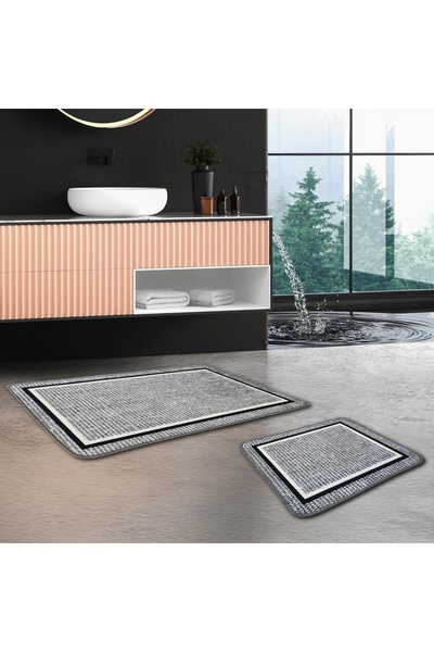 miqna 2-tlg. rutschfeste Badteppich Set, waschbar (60x100 & 50x60 cm)