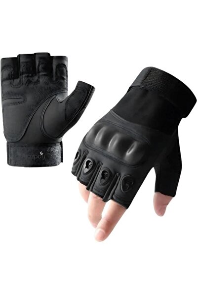 SINGLE SWORD قفازات تكتيكية نصف إصبع لركوب الدراجات والدراجات النارية في الهواء الطلق M//أسود