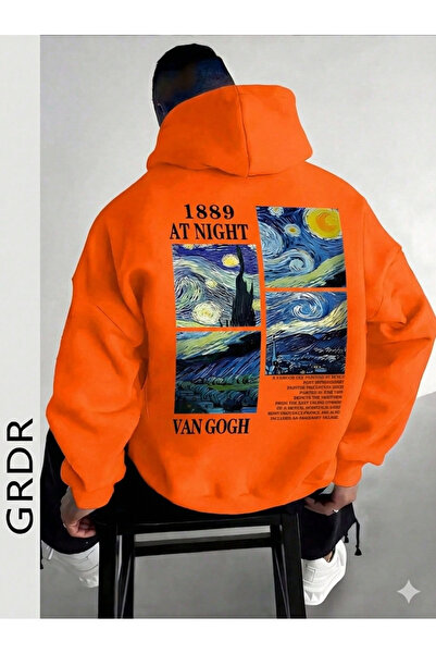 CLASSY.MODA Преміум унісекс-светр з капюшоном Oversize – «Nocturne 1889» Зоряна ніч, натхненна мистецтвом