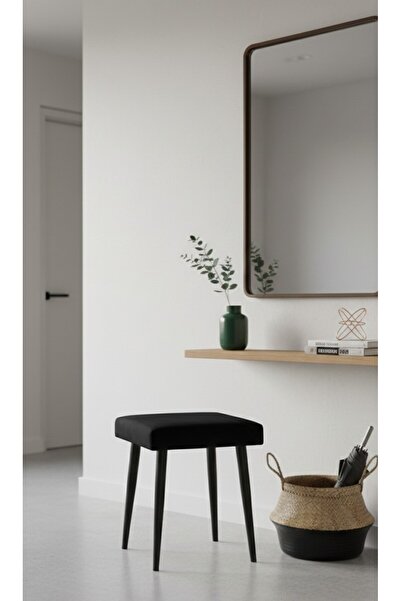 ÖZCAN METAL Metal Ayak Babyface Kumaş Dekoratif Çok Amaçlı Peluş Puf Tabure B...