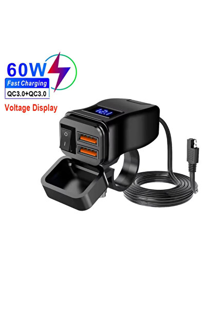 Choice مقياس الفولتية QC3.0، شاحن سريع USB للدراجات النارية 60 واط، منفذ USB ...