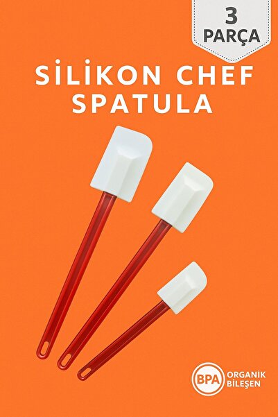 ray plastik 3'lü Chef Silikon Spatula Seti
