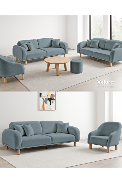 Velura Home & Living Lara Koltuk Takımı & Oturma Grubu - Turkuaz (3+3+1)