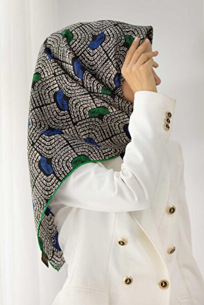 Vissona 100% twill de mătase cu model geometric Saks - culoare verde smarald ...