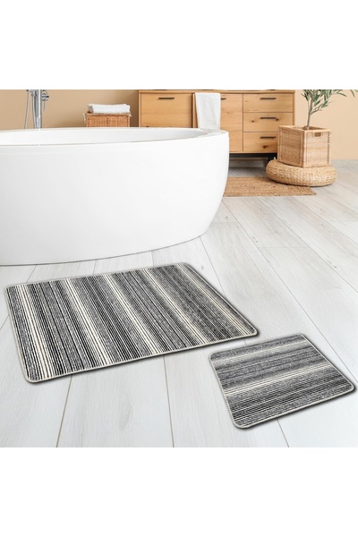 miqna 2-tlg. rutschfeste Badteppich Set, waschbar (60x100 & 50x60 cm)