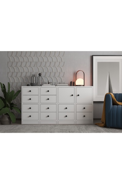 Nettrends Dolapli Çekmeceli Sifonyer Beyaz 130 Cm Sfn-1018-ç