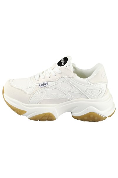 Buffalo Damen Low Sneaker Taifun Low Top 1636365 Weiß White Textil/Synthetik mit Perfect Fit Memory Foam