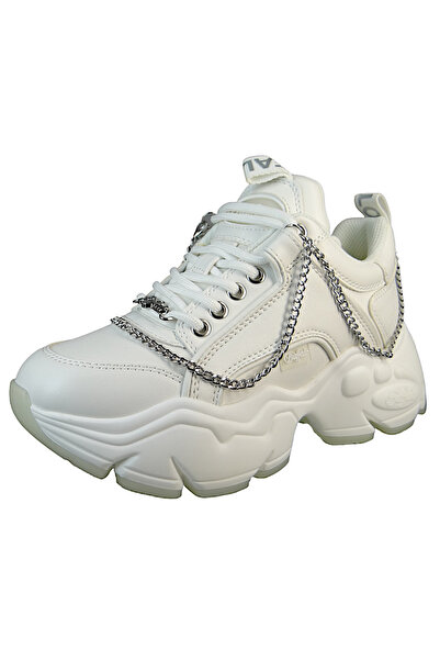 Buffalo Damen Low Sneaker Binary Chain 5.0 1636055 Weiß White/Silver Kunstleder
