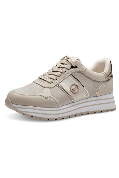 Tamaris Damen Low Sneaker Low Top 1-23727-42 Creme 430 Ivory Comb Lederimitat/ Textil mit Removable Sock