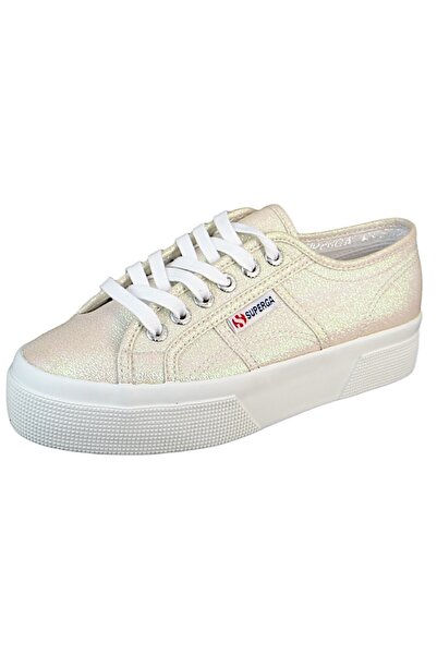 Superga Damen Low Sneaker 2740 Platform Lame Low Top S6128SW Beige A1F Beige LT. Iridescent Textil/Synthetik