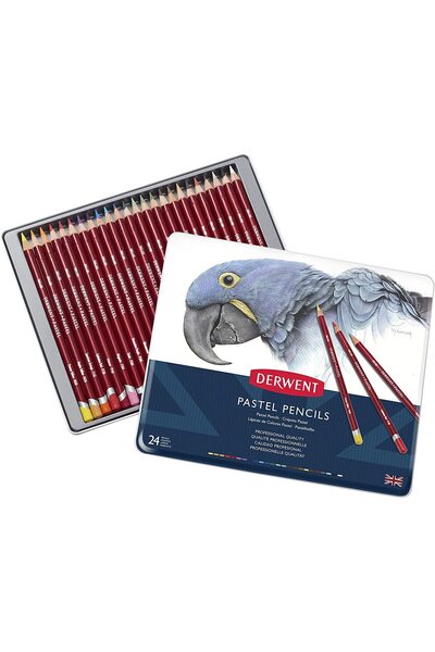 Derwent ديروينت - الوان خشبية باستيل علبة حديد - عبوة 24 لون