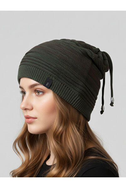 balkonda Bere İpli Sarkmalı Hip Hop Slouchy Popüler Triko Astarlı Unisex Haki...