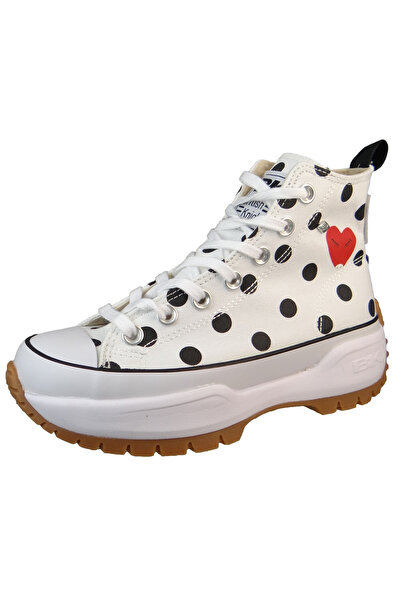 British Knights Damen High Sneaker Kaya Mid Fly High Top B49-3714 Weiß 02 White/Black Polkadot/Heart Textil