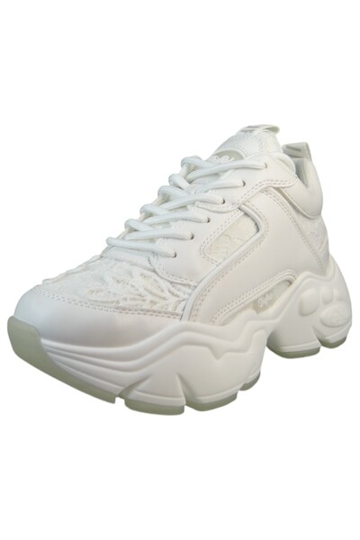 Buffalo Damen Mid Sneaker Binary Bloom 1636376 Weiß White Kunstleder