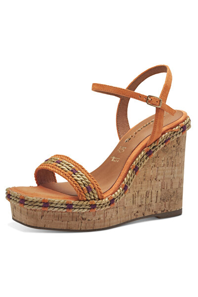 Tamaris Damen Sandalen Keil 1-28041-42 Orange 606 Orange Leder mit TOUCH-IT