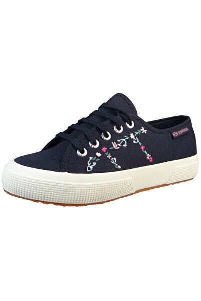 Superga Damen Low Sneaker 2750 Little Flowers Embroidery Low Top S1181KW Blau AEZ Navy-Fuchsia Baumwolle