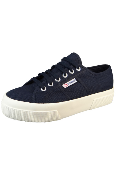 Superga Damen Low Sneaker 2740-PLATFORM Low Top S21384W Blau AO8 Navy- f avorio Leinen