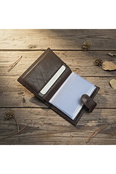 PASSTELL %100 Hakiki Deri Şeffaf Yaprak Mikalı Kredi Kartlık Ve Cüzdan